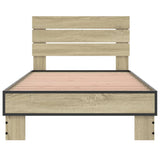 Bedframe bewerkt hout en metaal sonoma eikenkleurig 90x190 cm - AllerleiShop