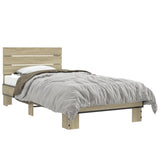 Bedframe bewerkt hout en metaal sonoma eikenkleurig 90x190 cm - AllerleiShop