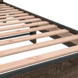 Bedframe bewerkt hout en metaal bruin eikenkleurig 90x190 cm - AllerleiShop