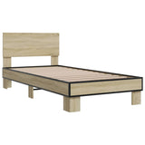 Bedframe bewerkt hout en metaal sonoma eikenkleurig 100x200 cm - AllerleiShop