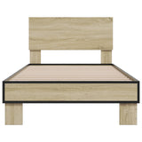 Bedframe bewerkt hout en metaal sonoma eikenkleurig 100x200 cm - AllerleiShop