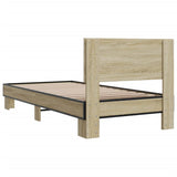 Bedframe bewerkt hout en metaal sonoma eikenkleurig 100x200 cm - AllerleiShop