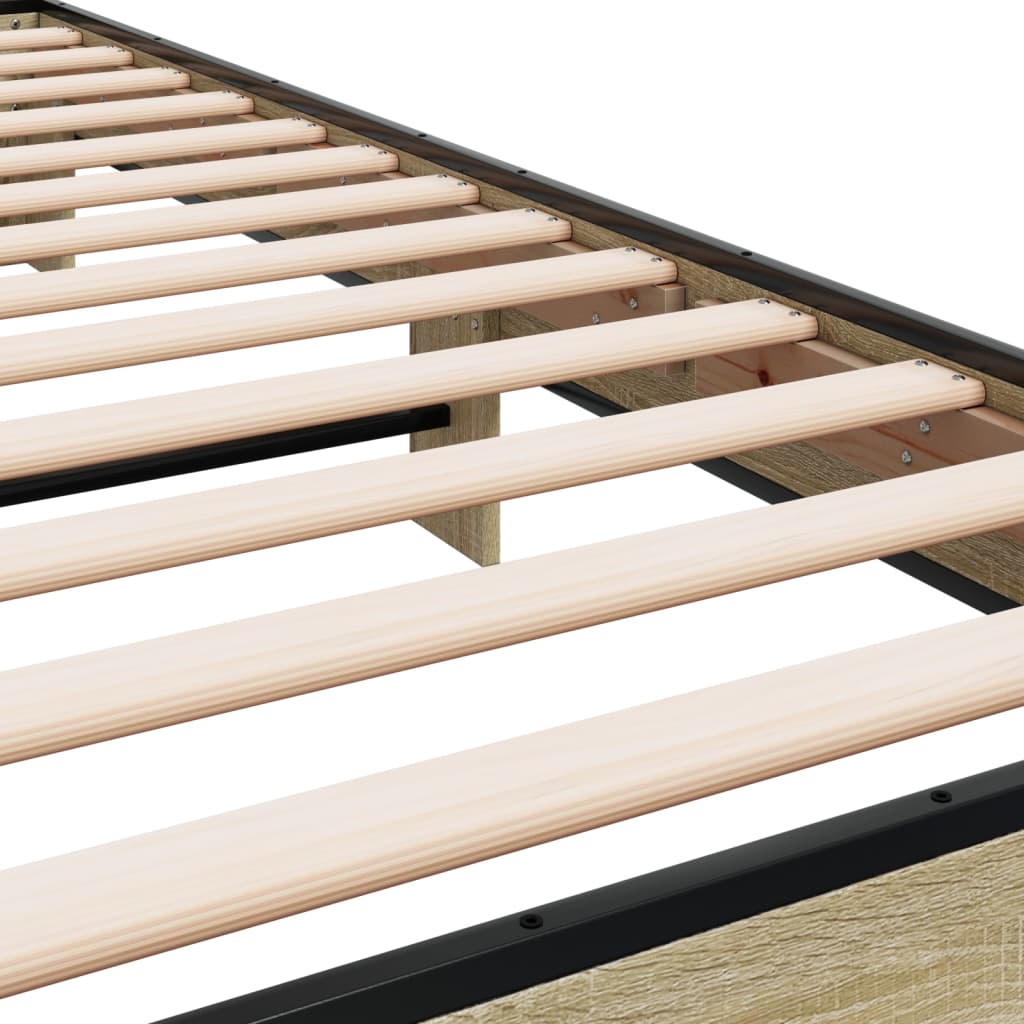 Bedframe bewerkt hout en metaal sonoma eikenkleurig 100x200 cm - AllerleiShop