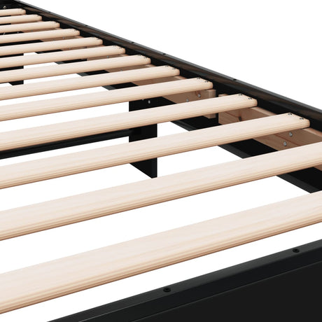 Bedframe bewerkt hout en metaal zwart 90x200 cm