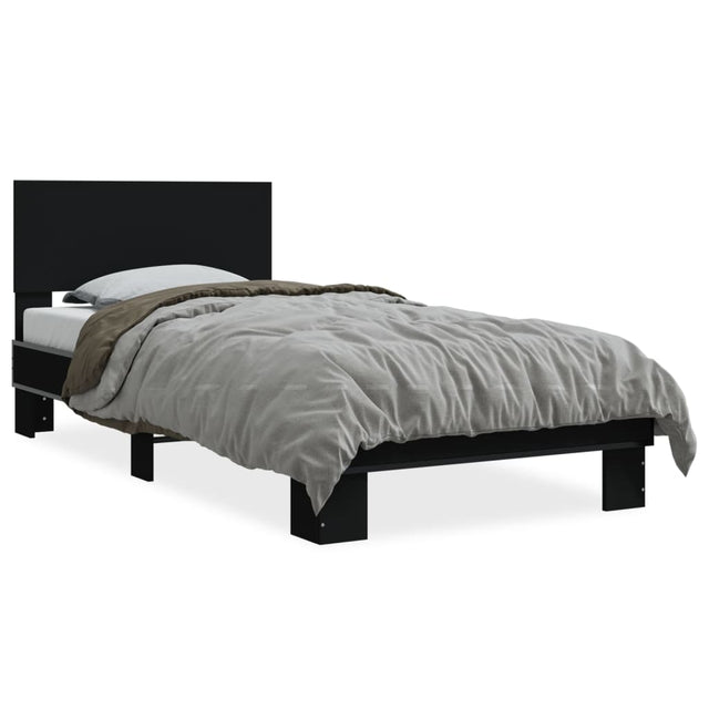 Bedframe bewerkt hout en metaal zwart 90x200 cm - AllerleiShop