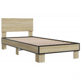 Bedframe bewerkt hout en metaal sonoma eikenkleurig 90x200 cm - AllerleiShop