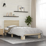 Bedframe bewerkt hout en metaal sonoma eikenkleurig 90x200 cm - AllerleiShop