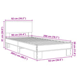 Bedframe bewerkt hout en metaal sonoma eikenkleurig 90x200 cm - AllerleiShop