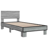 Bedframe bewerkt hout en metaal grijs sonoma eiken 90x200 cm