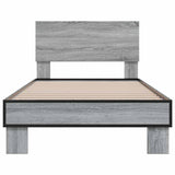 Bedframe bewerkt hout en metaal grijs sonoma eiken 90x200 cm