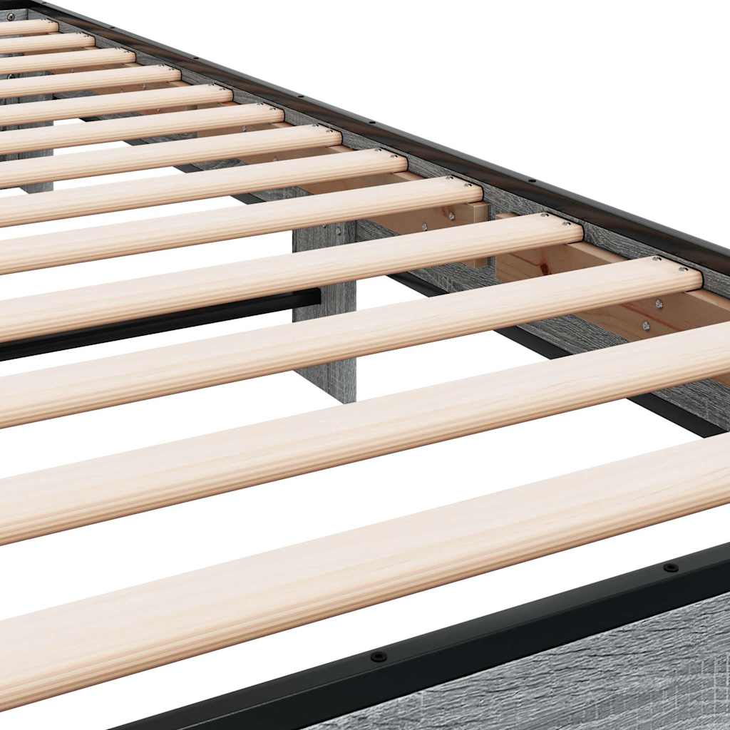 Bedframe bewerkt hout en metaal grijs sonoma eiken 90x200 cm