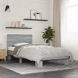 Bedframe bewerkt hout en metaal grijs sonoma eiken 90x200 cm