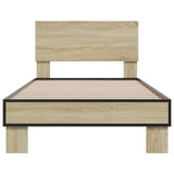 Bedframe bewerkt hout en metaal sonoma eikenkleurig 75x190 cm