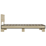 Bedframe bewerkt hout en metaal sonoma eikenkleurig 75x190 cm