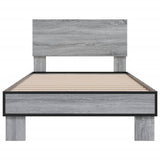 Bedframe bewerkt hout en metaal grijs sonoma eiken 75x190 cm