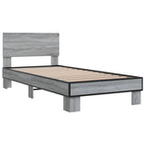 Bedframe bewerkt hout en metaal grijs sonoma eiken 90x190 cm