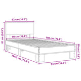 Bedframe bewerkt hout en metaal grijs sonoma eiken 90x190 cm