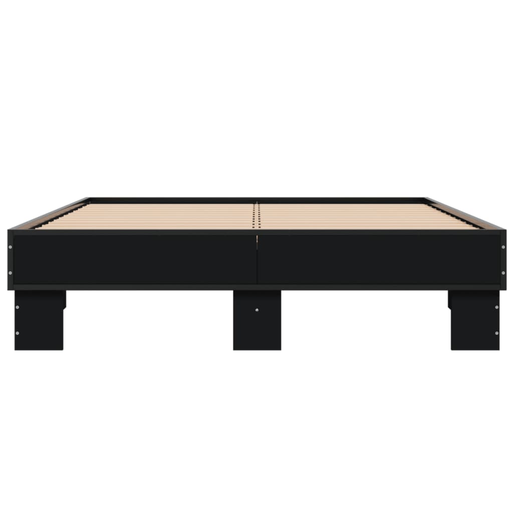 Bedframe bewerkt hout metaal zwart 140x200 cm