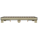 Bedframe bewerkt hout metaal sonoma eikenkleurig 140x200 cm