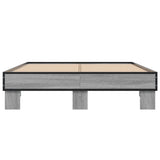 Bedframe bewerkt hout metaal grijs sonoma eiken 140x200 cm