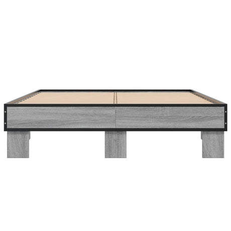 Bedframe bewerkt hout metaal grijs sonoma eiken 140x200 cm