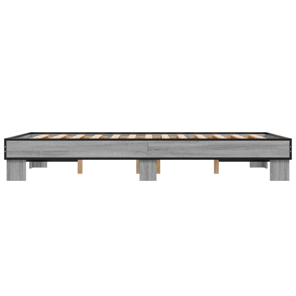 Bedframe bewerkt hout metaal grijs sonoma eiken 140x200 cm