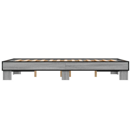 Bedframe bewerkt hout metaal grijs sonoma eiken 140x200 cm