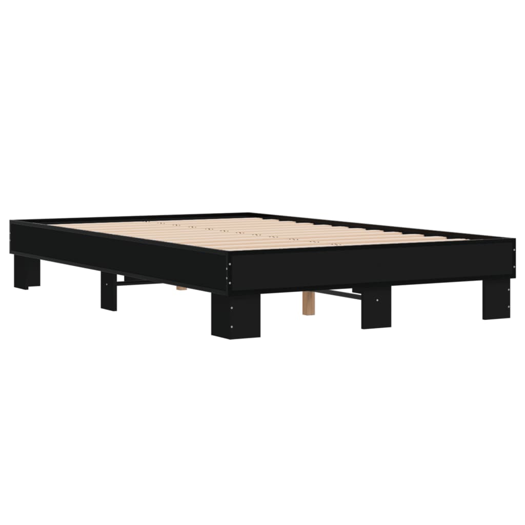 Bedframe bewerkt hout metaal zwart 120x200 cm - AllerleiShop