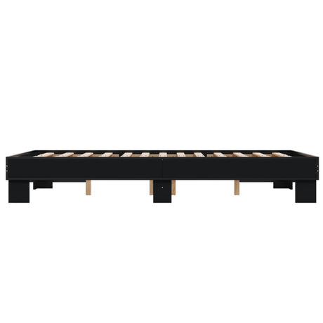 Bedframe bewerkt hout metaal zwart 120x200 cm