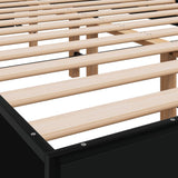 Bedframe bewerkt hout metaal zwart 120x200 cm - AllerleiShop