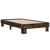 Bedframe bewerkt hout en metaal gerookt eikenkleurig 100x200 cm