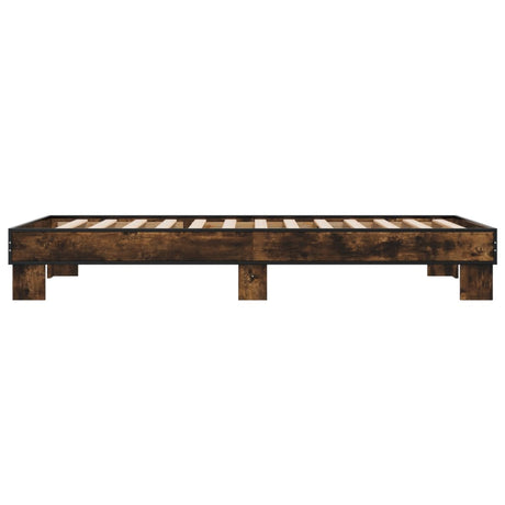 Bedframe bewerkt hout en metaal gerookt eikenkleurig 100x200 cm