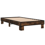 Bedframe bewerkt hout en metaal gerookt eikenkleurig 100x200 cm