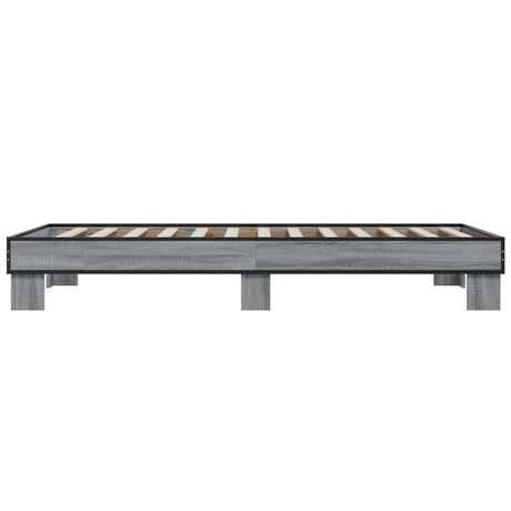Bedframe bewerkt hout en metaal grijs sonoma eiken 100x200 cm