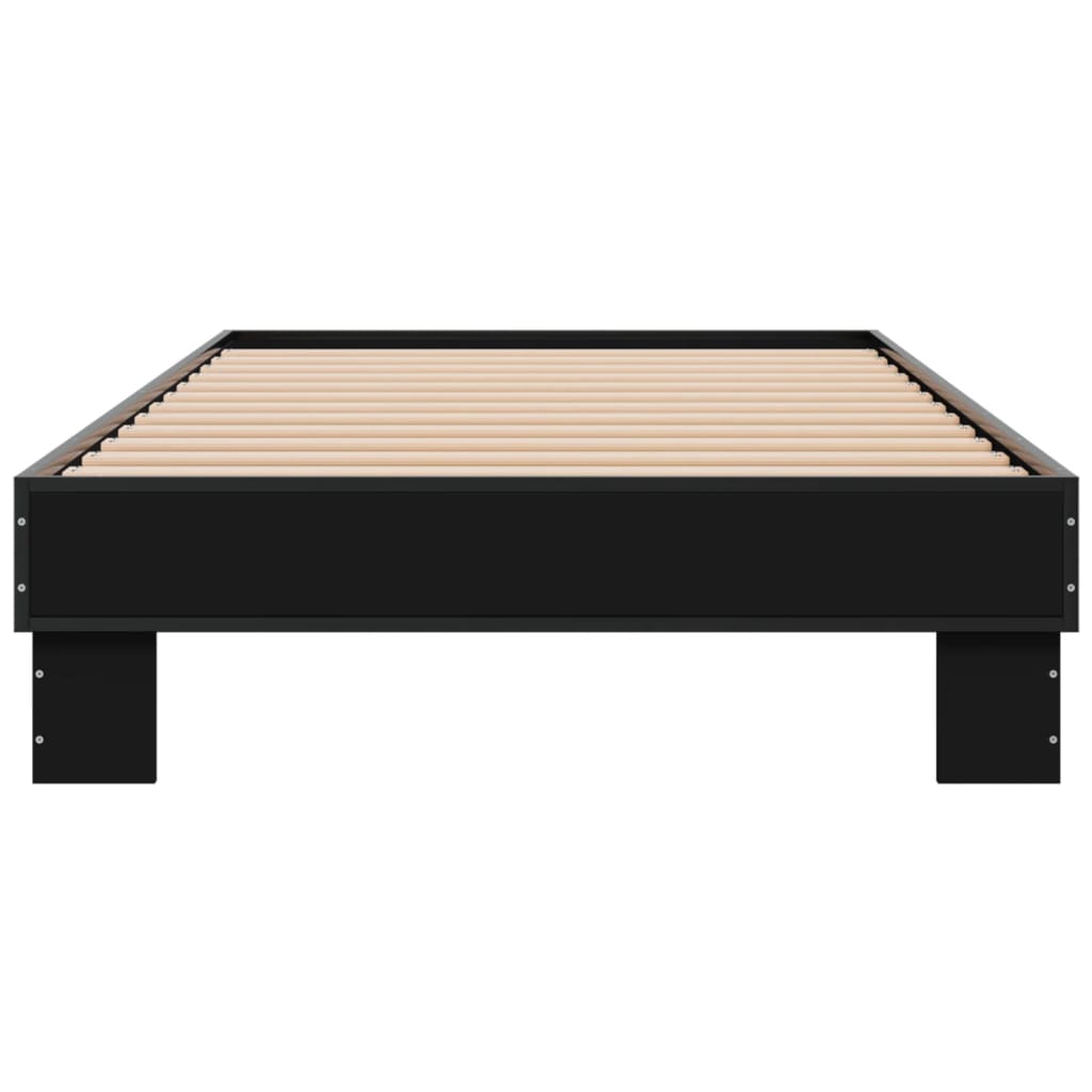 Bedframe bewerkt hout en metaal zwart 90x200 cm