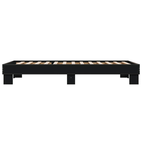 Bedframe bewerkt hout en metaal zwart 90x200 cm