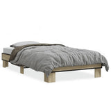 Bedframe bewerkt hout en metaal sonoma eikenkleurig 90x200 cm - AllerleiShop