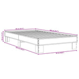 Bedframe bewerkt hout en metaal sonoma eikenkleurig 90x200 cm - AllerleiShop