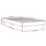 Bedframe bewerkt hout en metaal bruin eikenkleurig 90x200 cm