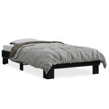 Bedframe bewerkt hout en metaal zwart 75x190 cm - AllerleiShop