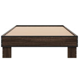 Bedframe bewerkt hout en metaal bruin eikenkleurig 75x190 cm