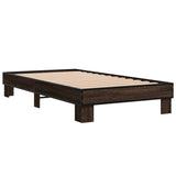Bedframe bewerkt hout en metaal bruin eikenkleurig 75x190 cm