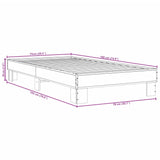 Bedframe bewerkt hout en metaal bruin eikenkleurig 75x190 cm