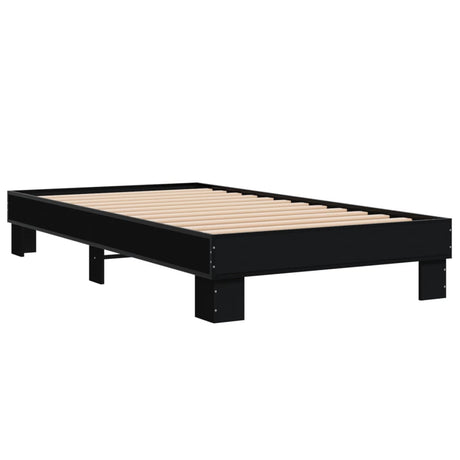 Bedframe bewerkt hout en metaal zwart 90x190 cm