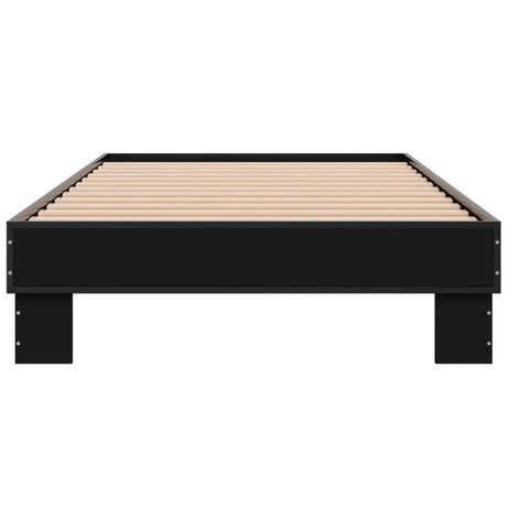 Bedframe bewerkt hout en metaal zwart 90x190 cm