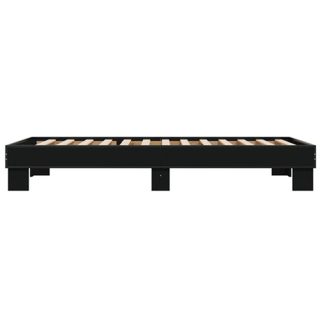 Bedframe bewerkt hout en metaal zwart 90x190 cm