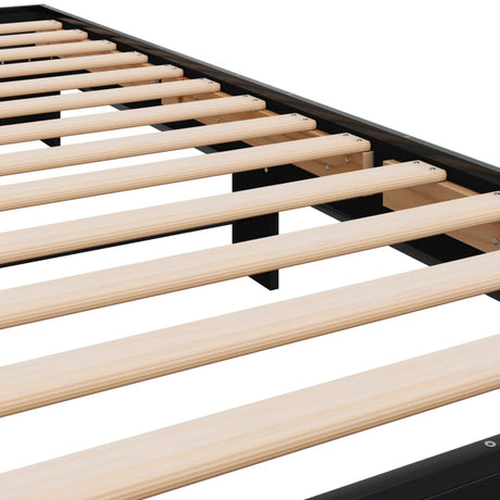 Bedframe bewerkt hout en metaal zwart 90x190 cm
