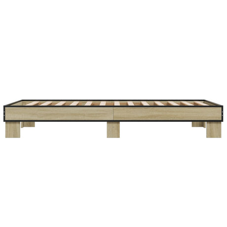Bedframe bewerkt hout en metaal sonoma eikenkleurig 90x190 cm