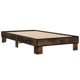 Bedframe bewerkt hout en metaal gerookt eikenkleurig 90x190 cm