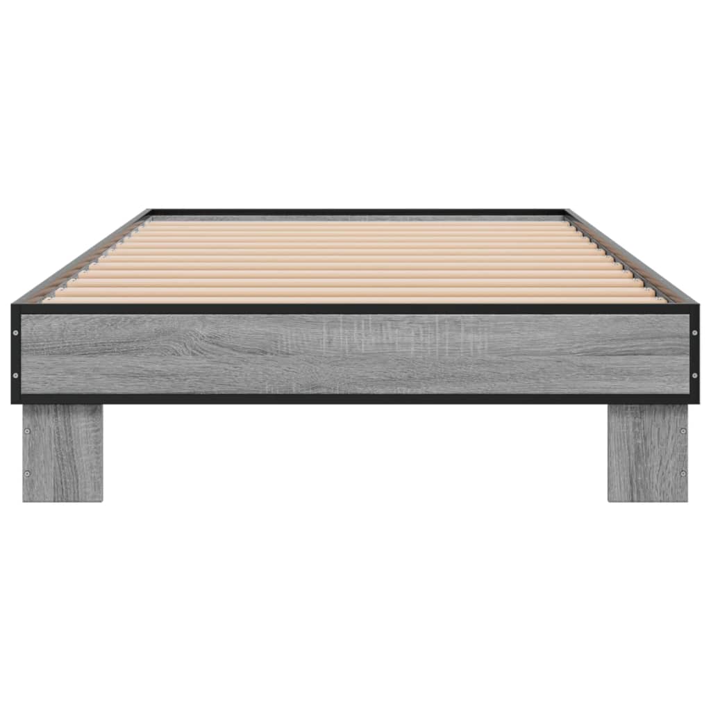 Bedframe bewerkt hout en metaal grijs sonoma eiken 90x190 cm - AllerleiShop